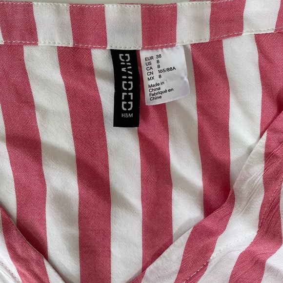 H & M Divided Tie-Front Red Striped Blouse US 8 - Picture 5 of 9